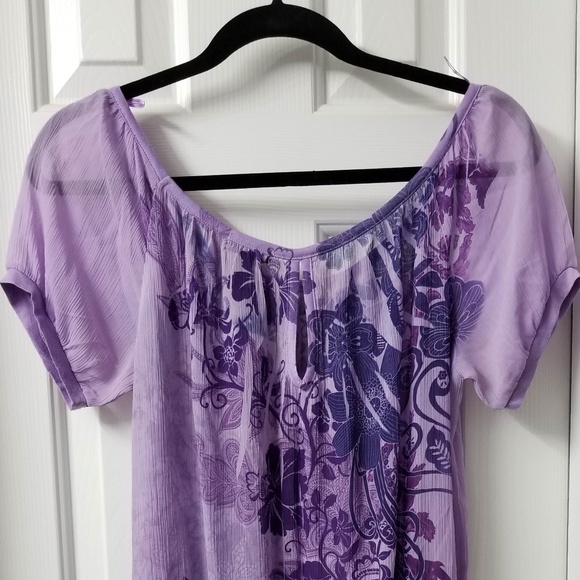 Sheer Purple Floral Tunic - Picture 2 of 5